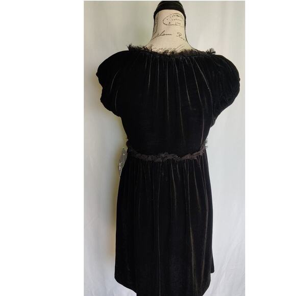 Suzi Chin Velvet Mini Dress With Silk Details Size 6 Fit & Flare Empire Waist - Picture 8 of 10